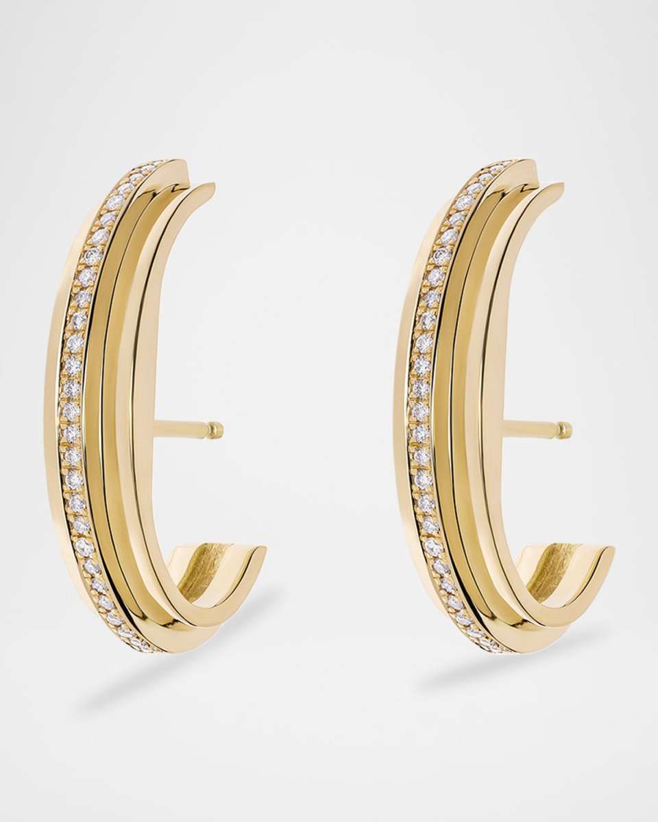 18K Yellow Gold Staircase Carre Cuffed Stud Earrings